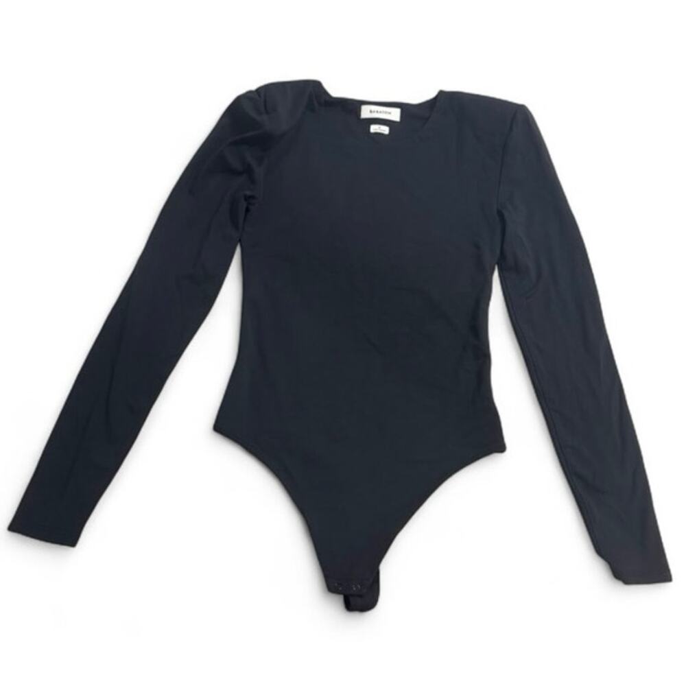 Babaton Aritzia Black Long Sleeve Shoulder Pad Bodysuit